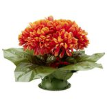 Coussin chrysanth&egrave;me artificiel 15 t&ecirc;tes orange