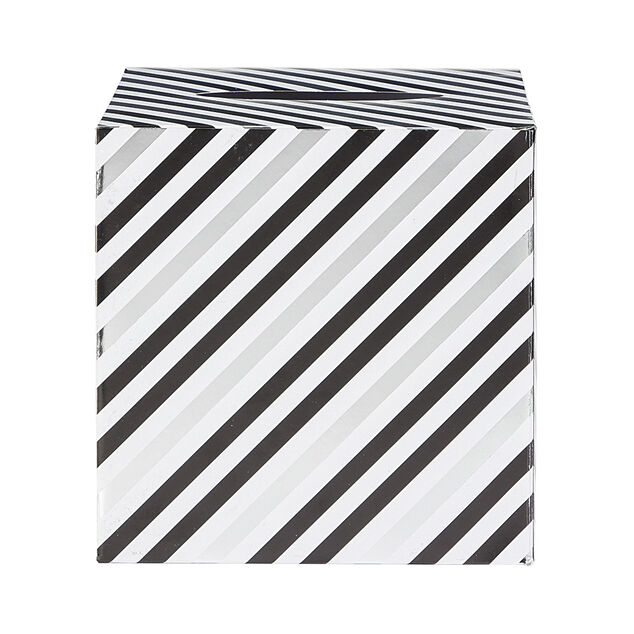 Urne d'anniversaire motif rayé noir et blanc en carton