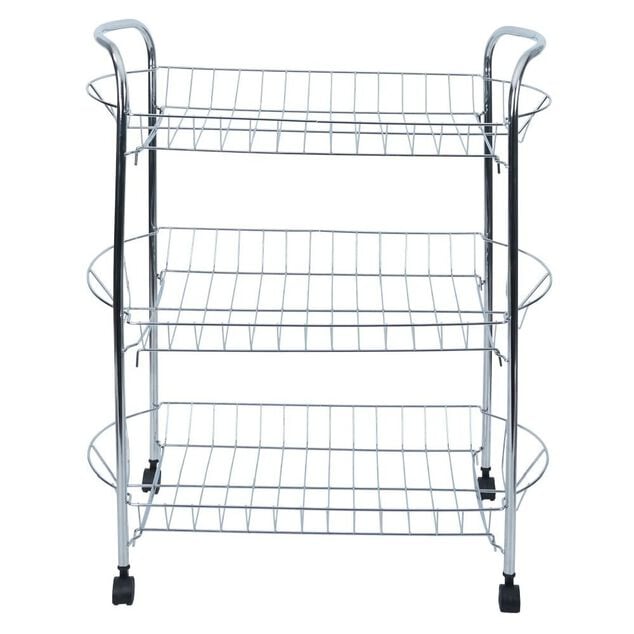 Desserte en m&eacute;tal gris 3 niveaux - L.51xl.26,5xH.57cm