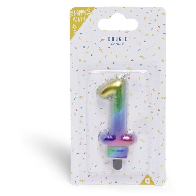 Bougie anniversaire chiffre 1 iridescent