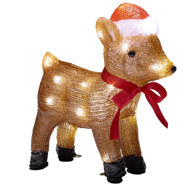 Renne de No&euml;l lumineux 30LED acrylique marron H30 cm