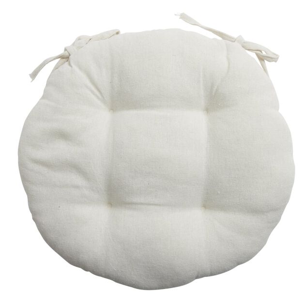 Galette de chaise ronde &Oslash;38cm blanc &eacute;cru