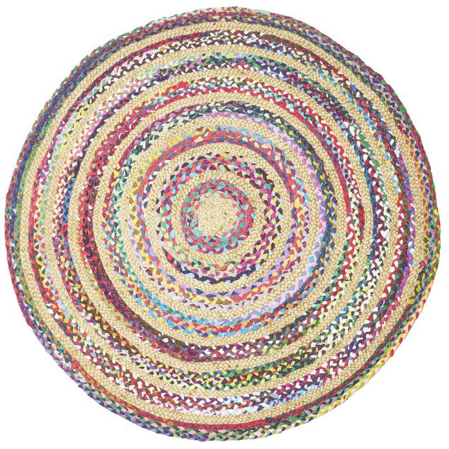 Tapis rond jute et coton Chindi multicolore &Oslash;120cm