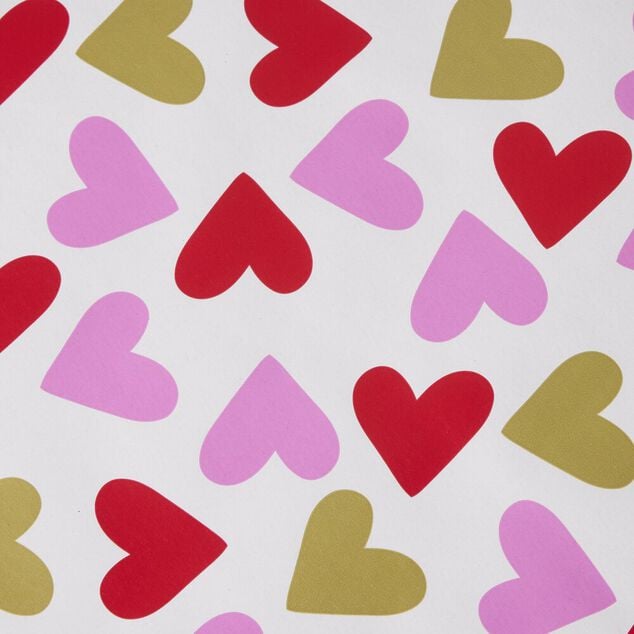 Papier cadeau x3 rouleau 70x200cm avec 10 stickers th&egrave;me coeur