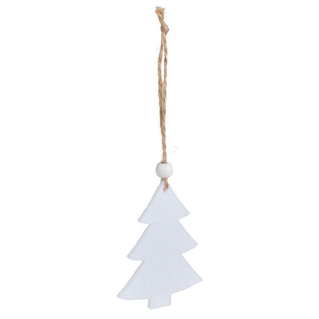 Suspension coeur/&eacute;toile/sapin bois et feutrine rouge ou blanc