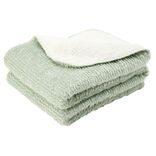 Plaid vert paillet&eacute; avec dos sherpa 130x160 cm