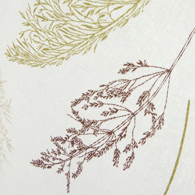 Torchon x2 coton motif v&eacute;g&eacute;tal blanc et vert sauge 45x65cm