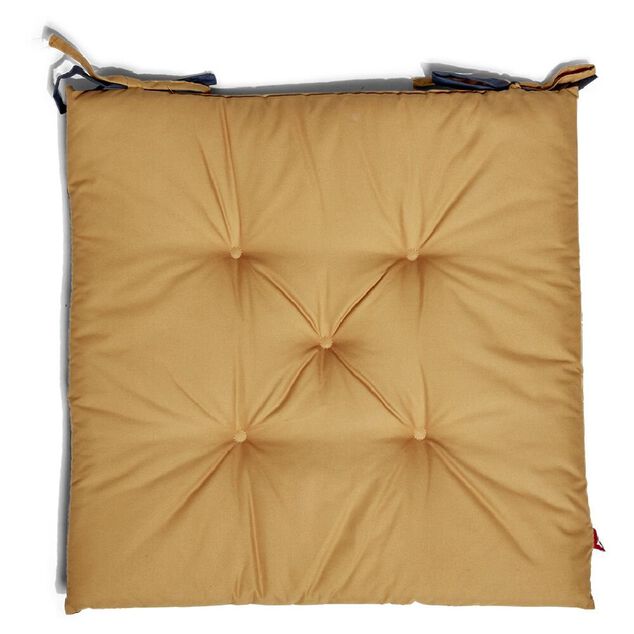 Galette de chaise de jardin polyester uni jaune biface gris - 40x40cm