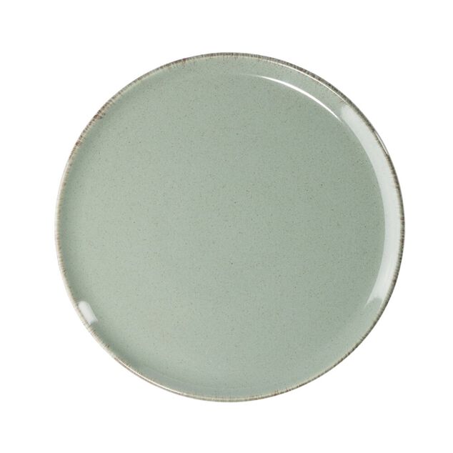 Assiette &agrave; dessert ronde Lisbonne gr&egrave;s vert &Oslash;20,5cm