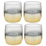 Gobelet en verre transparent pied doré x4