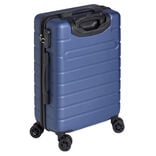 Valise cabine plastique rigide 4 roues bleue H56cm