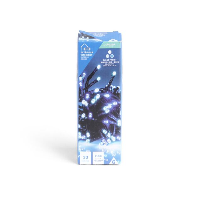 Guirlande lumineuse 30LED blanc froid/bleu clair/bleu L2,2m