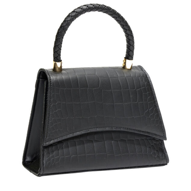 Sac &agrave; main simili effet croco avec bandouli&egrave;re amovible 21x8xH15cm - 3 mod&egrave;les