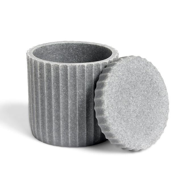 Pot &agrave; coton &Oslash;9x10cm plastique effet ciment gris