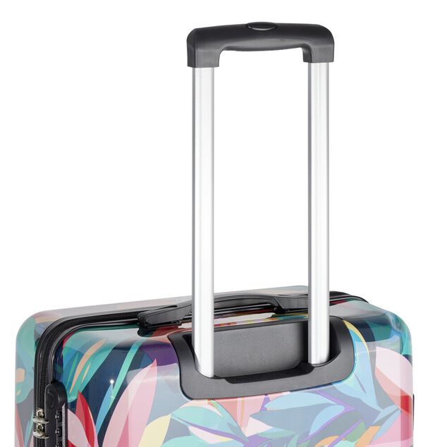 Valise cabine 63L trolley 4 roulettes motif floral tropical 45x26xH66,5cm