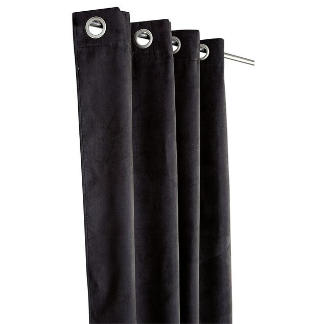 Rideau thermique polaire &agrave; oeillets uni noir 140x260cm