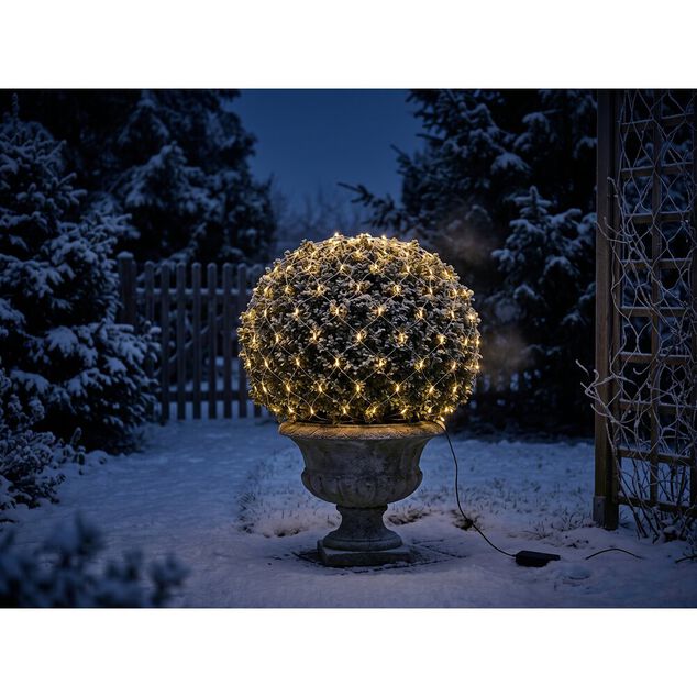 Filet lumineux 100LED blanc chaud 120x120cm