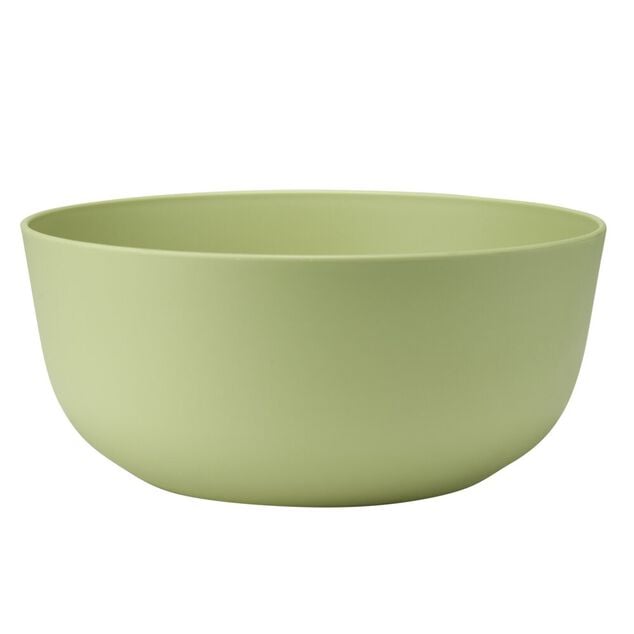 Saladier plastique vert avec couvercle bambou et couverts &agrave; salade assortis &Oslash;25cm