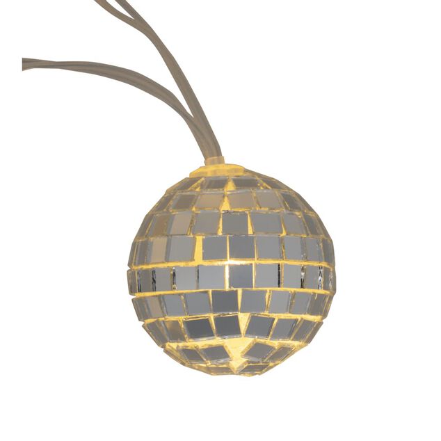 Guirlande lumineuse boule disco dor&eacute;e 10LED &agrave; piles 1,8m