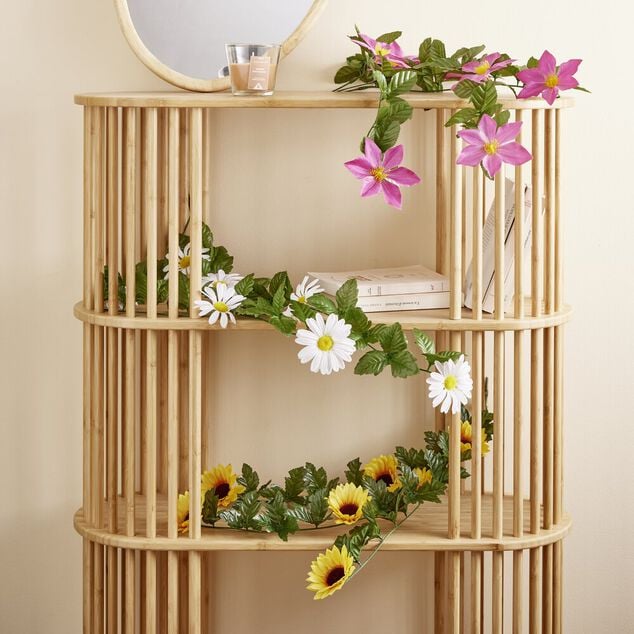 Chute tournesol L73cm feuillage artificiel vert