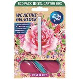 Bloc WC gel actif Ambi Pur parfum Rose et Lys