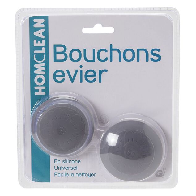 Bouchon &eacute;vier silicone gris x2