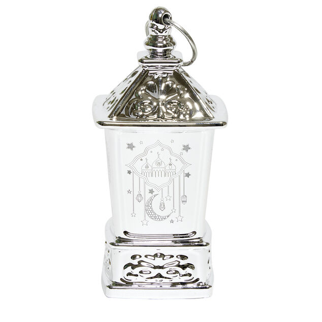 Mini lanterne LED orientale carr&eacute;e 5x5xH10cm (2 mod&egrave;les dor&eacute; ou argent&eacute;)