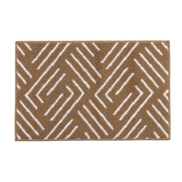 Tapis d'entr&eacute;e bouclette marron et beige 50x80cm