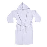 Peignoir avec capuche en coton L120cm - 2 modèles marron ou blanc
