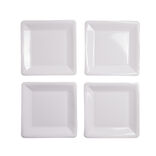 Plateau de pr&eacute;sentation carr&eacute; x4 en carton m&eacute;tallis&eacute; blanc 23x23cm