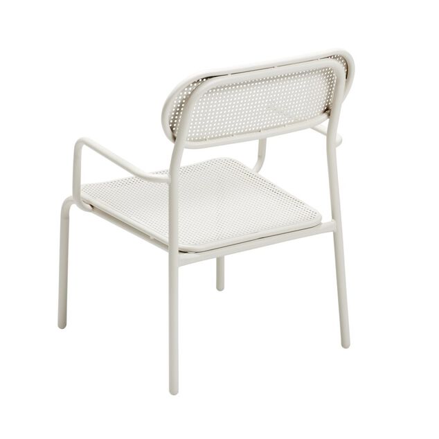 Chaise de jardin basse Faro m&eacute;tal gris clair 56,5x55xh75cm