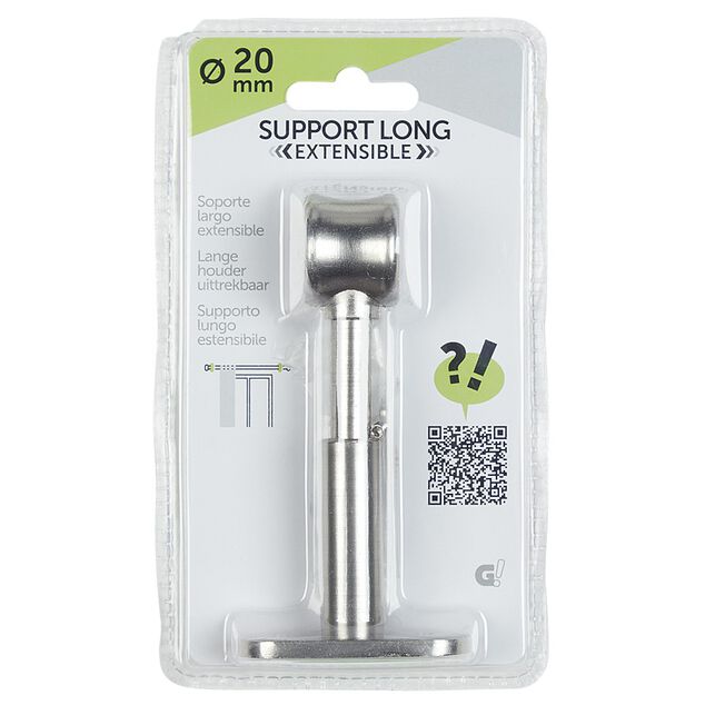 Support long extensible pour tringle gris m&eacute;tal