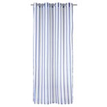 Voilage &agrave; oeillets 140x240cm polyester bayad&egrave;re rayures blanc et bleu