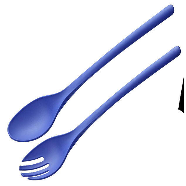 Couverts à salade x2 plastique bleu L26,5cm