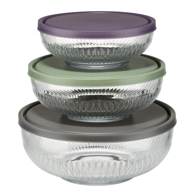 Saladier x3 en verre transparent &Oslash;17/20/23xH10cm