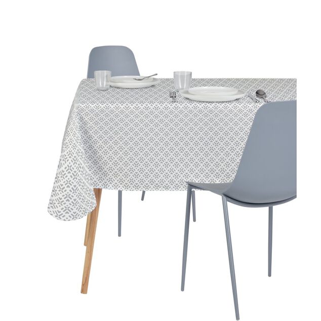 Nappe rectangulaire tissu Dakar carreaux de ciment gris 140x250cm