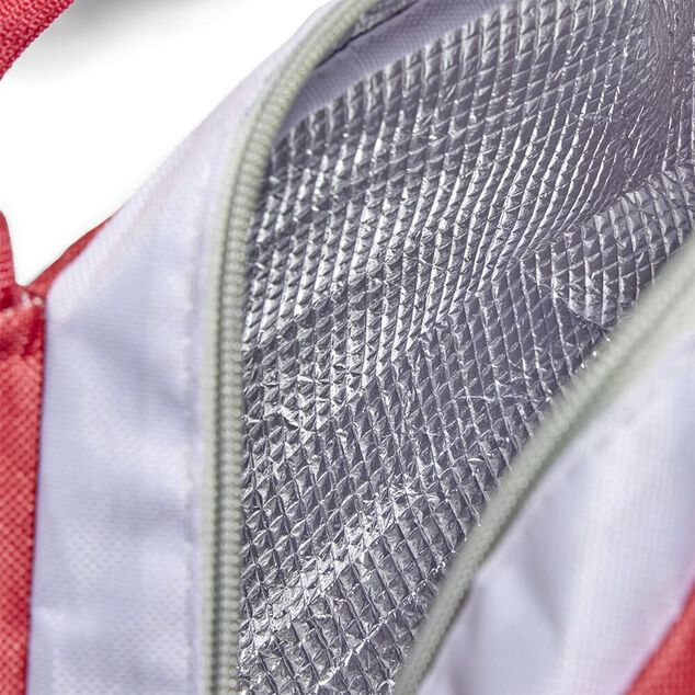 Lunch bag sac &agrave; repas isotherme rouge et beige - 25x14xH.16cm