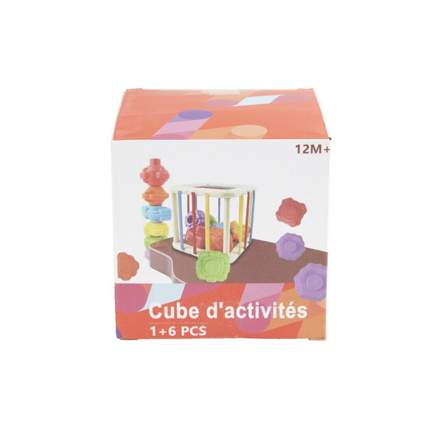 Jeu de motricit&eacute; fine cube et formes 6 pi&egrave;ces 11x11x11cm