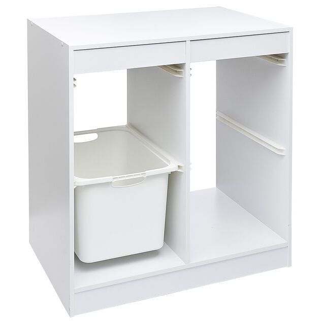 Structure de rangement carr&eacute;e pour 4 bacs coulissants