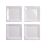 Plateau de présentation carré x4 en carton métallisé blanc 23x23cm