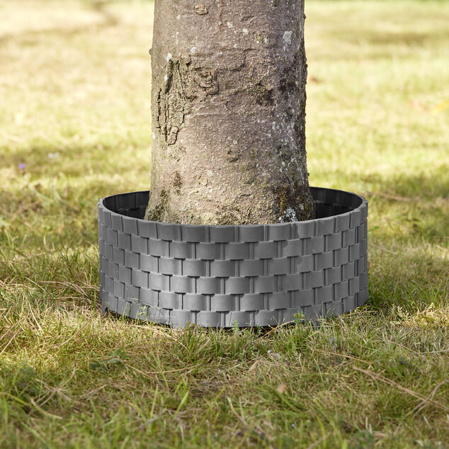 Bordure de jardin plastique effet tress&eacute; L60xH22cm (2 mod&egrave;les gris ou marron)