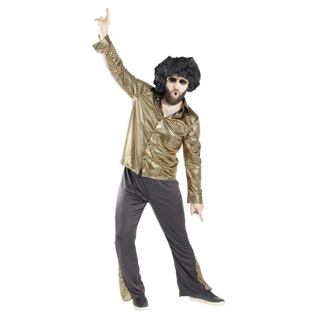 Déguisement homme disco noir et doré pour homme 2 pièces Taille unique