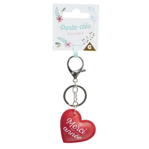 Cadeau merci pour cette ann&eacute;e porte-cl&eacute; avec message 5x11cm (3 mod&egrave;les)