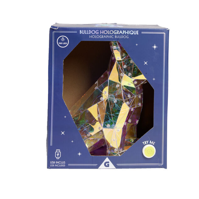 Bouledogue holographique lumineux 150LED