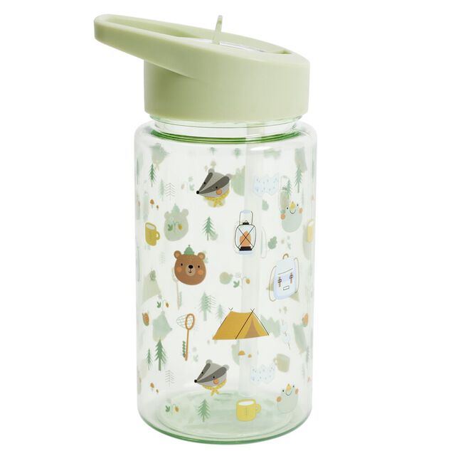 Gourde enfant 450ml plastique vert motifs for&ecirc;ts &Oslash;7xH16,5cm