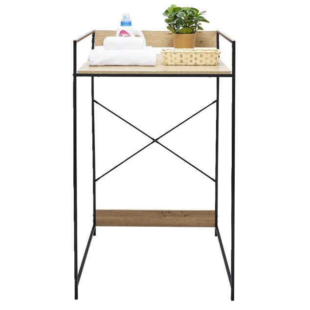 Meuble pour buanderie bois et acier noir 70xH115x60cm