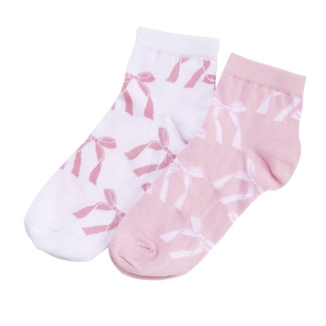 Chaussettes femme tige haute x2 motif noeud rose et blanc T36/40