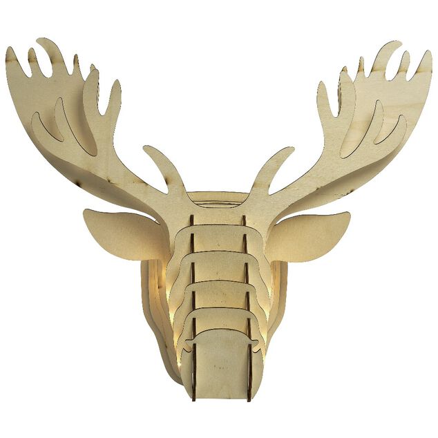 T&ecirc;te de renne en bois lumineux 20 Led Blanc chaud