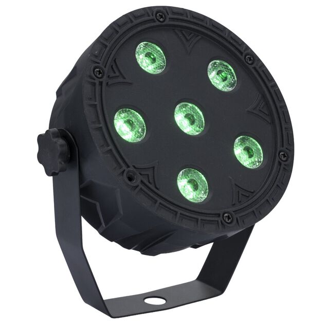 Projecteur de lumi&egrave;re disco rond 6LED RGB 360&deg; avec t&eacute;l&eacute;commande H14cm