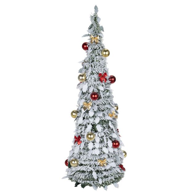 Sapin popup enneig&eacute; d&eacute;co boules de No&euml;l 60X60XH180 cm